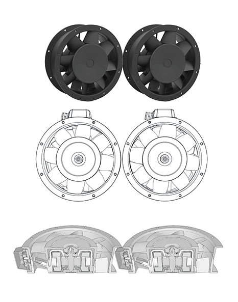 ETRI axial fans in paralell