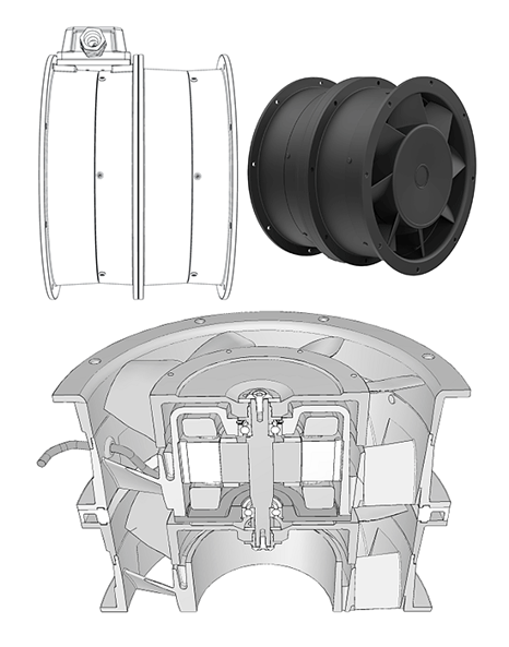 ETRI axial fans in series