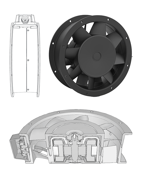 Simple ETRI axial fan